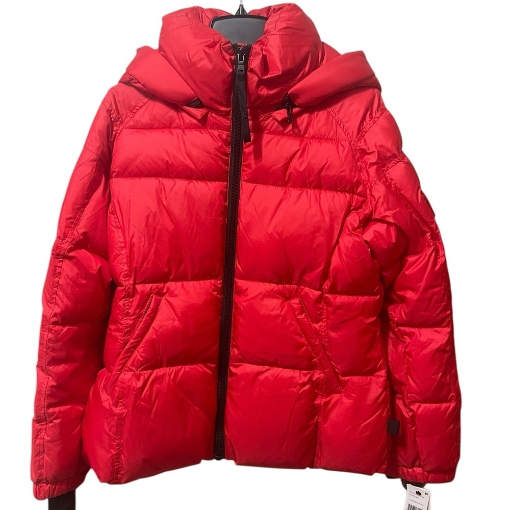 S13 Women's Red Water Resistant Puffer Bomber Hood Winter Gorpcore Coat XL NWT
